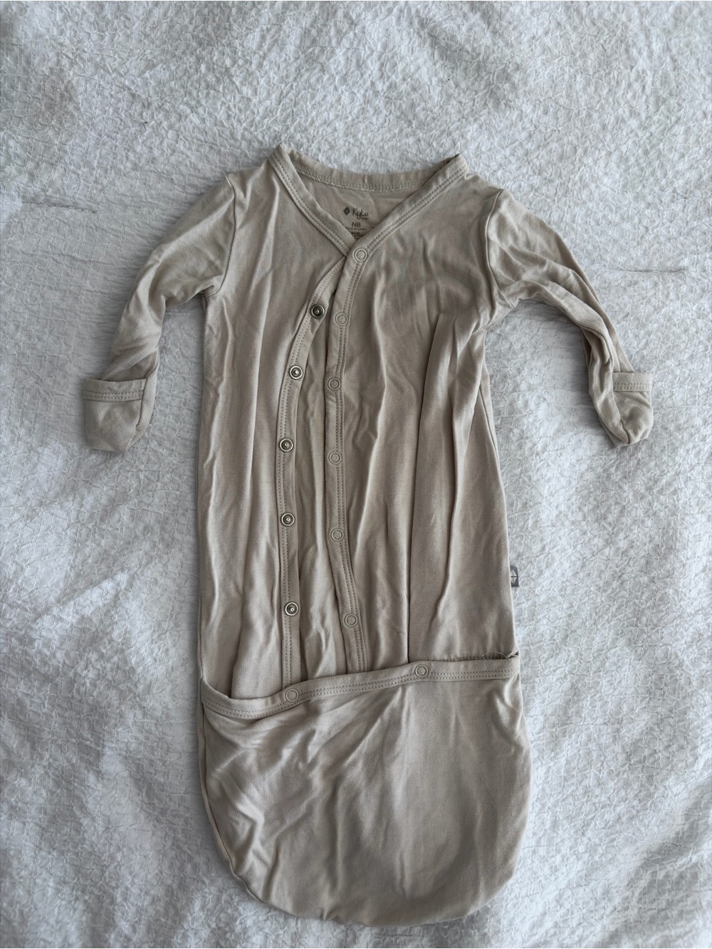 Kyte BABY Neutral Beige Snap-Front Infant Gown